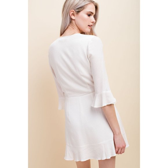 Honey Punch Ruffle Wrap Romper, White - Picture 4 of 4